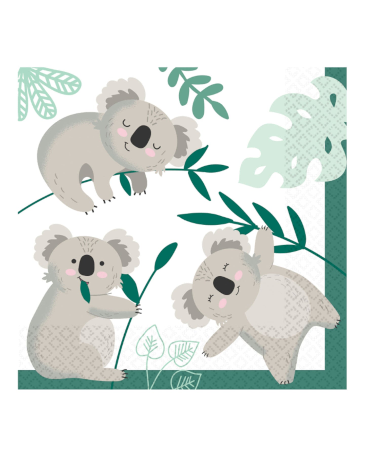16 șervețele de hârtie cu koala, 33 x 33 cm decor de eucalipt
