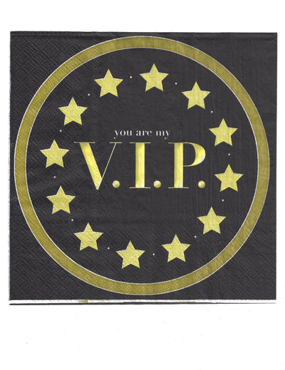 Serviettes en papier You are my VIP pour fête noir et or