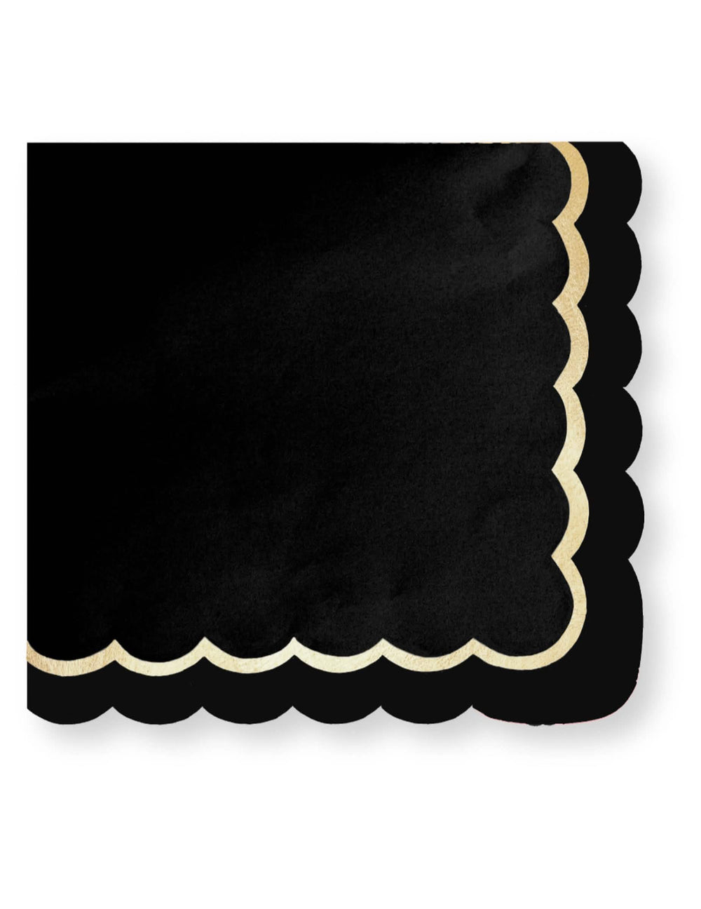 Șervețele festonate din hârtie, elegante, pentru decorarea petrecerii, negre și aurii
