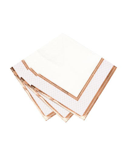 16 șervețele de hârtie din porțelan auriu-roz, 33 x 33 cm cu motive baroce