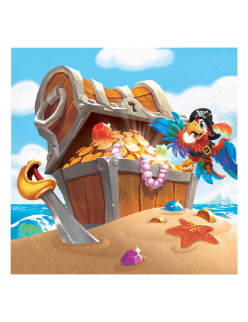 16 serviettes en papier trésor de pirate 33 x 33 cm pour anniversaire