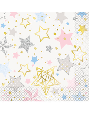 16 șervețele de hârtie Twinkle Twinkle Little Star, 33 x 33 cm cu steluțe mici