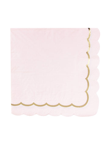 16 șervețele de hârtie festonate roz pastel și auriu, 33x33cm