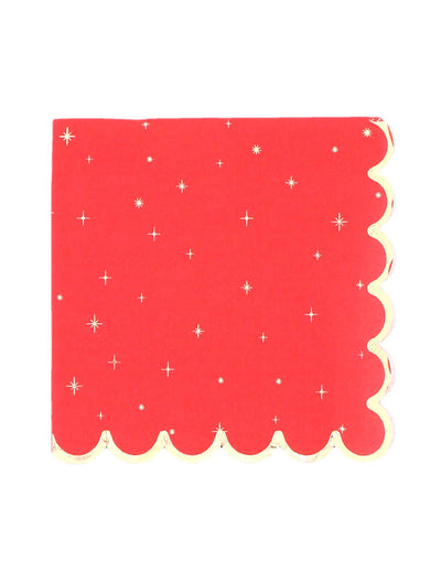 16 șervețele Crăciun atemporal roșu și auriu 33 x 33 cm