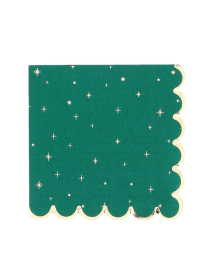 16 serviettes L'Intemporel vert anglais et or 33 x 33 cm