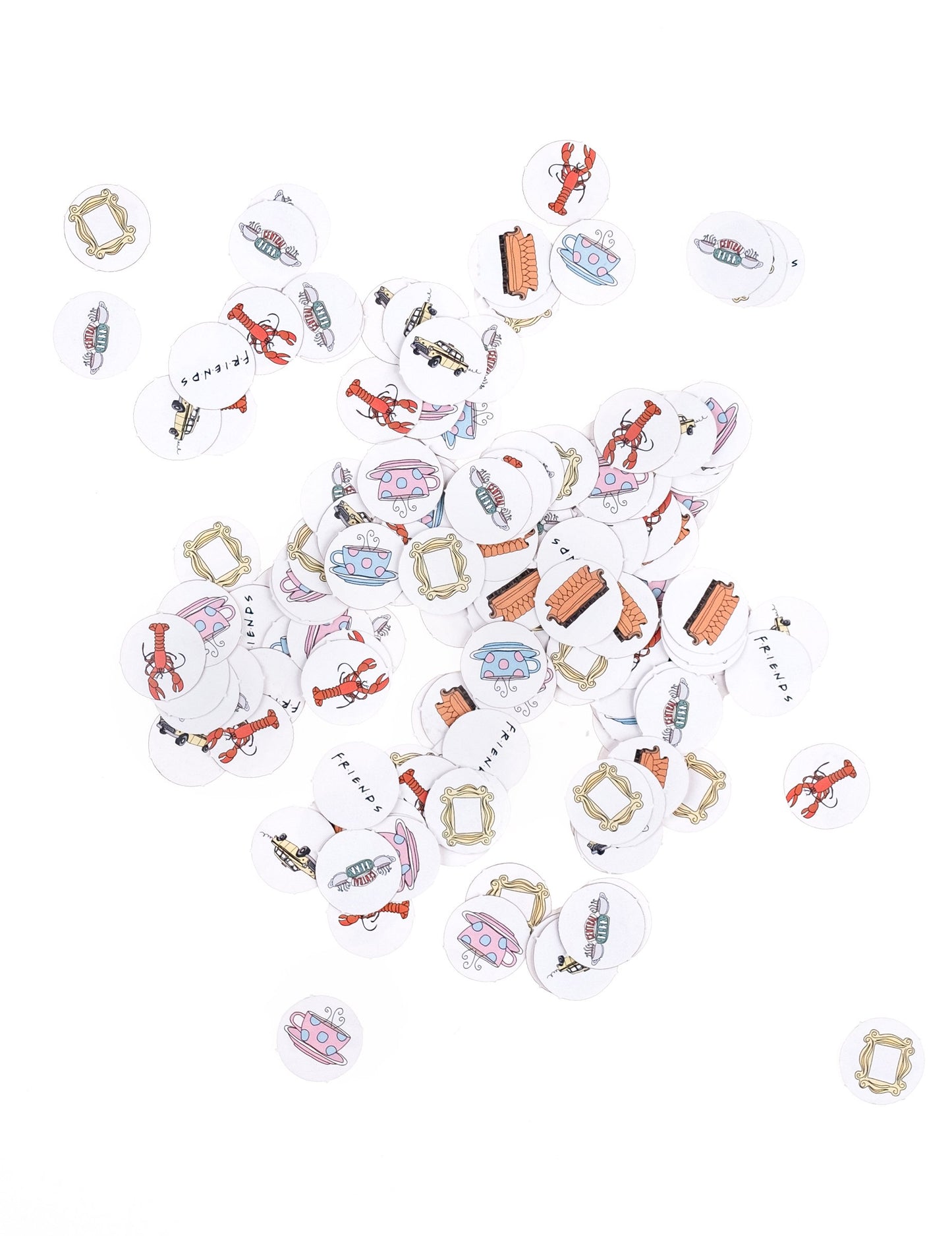 Confettis Friends blancs avec motifs illustrés