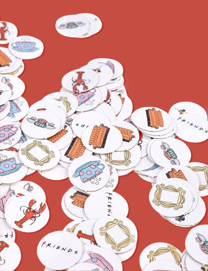 Gros plan sur l'accumulation des Confettis Friends