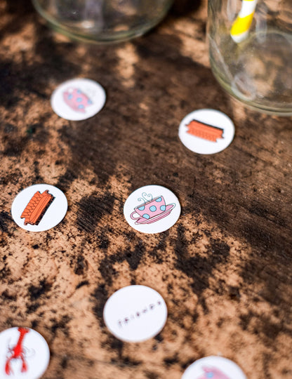 Détail des motifs des Confettis Friends