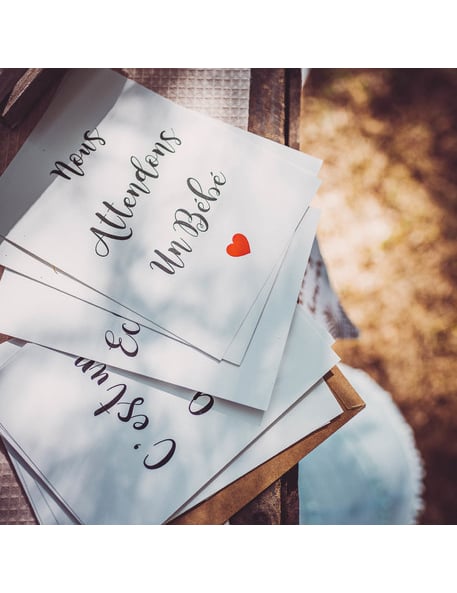 Détail du message Nous attendons un bébé des 18 cartes étapes de grossesse souvenirs baby shower