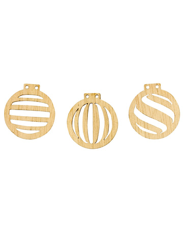 18 confetti din lemn decupat, globuri de Crăciun 2,5 x 2,3 cm 