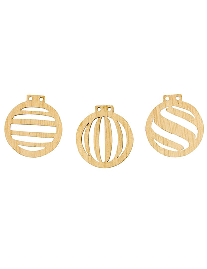 18 confetti din lemn decupat, globuri de Crăciun 2,5 x 2,3 cm 