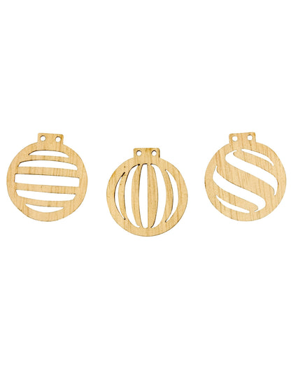 18 globuri de Crăciun din lemn, decupate în formă de confetti, 2,5 x 2,3 cm pentru decorarea mesei