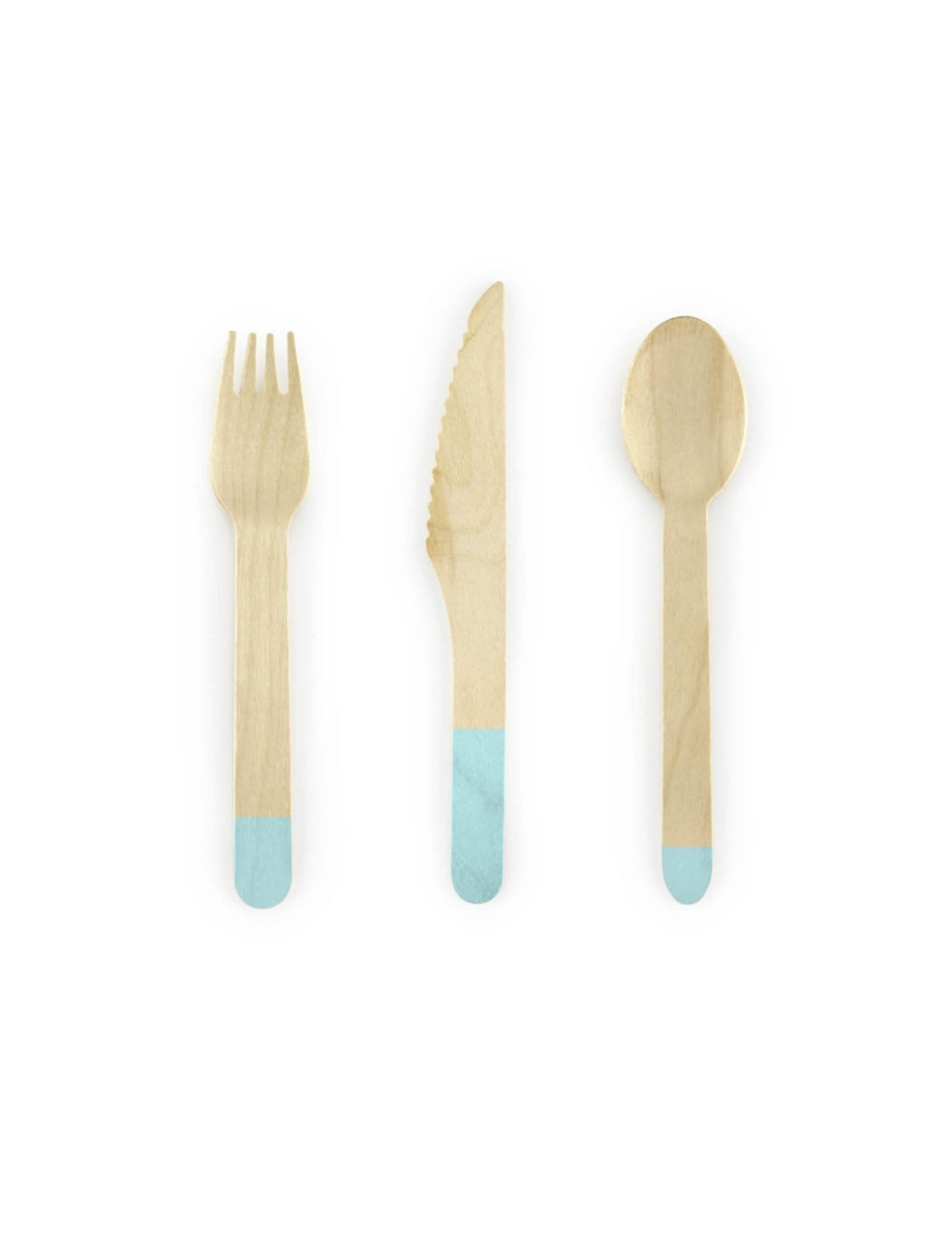 Couverts en bois pour fête menthe assortis