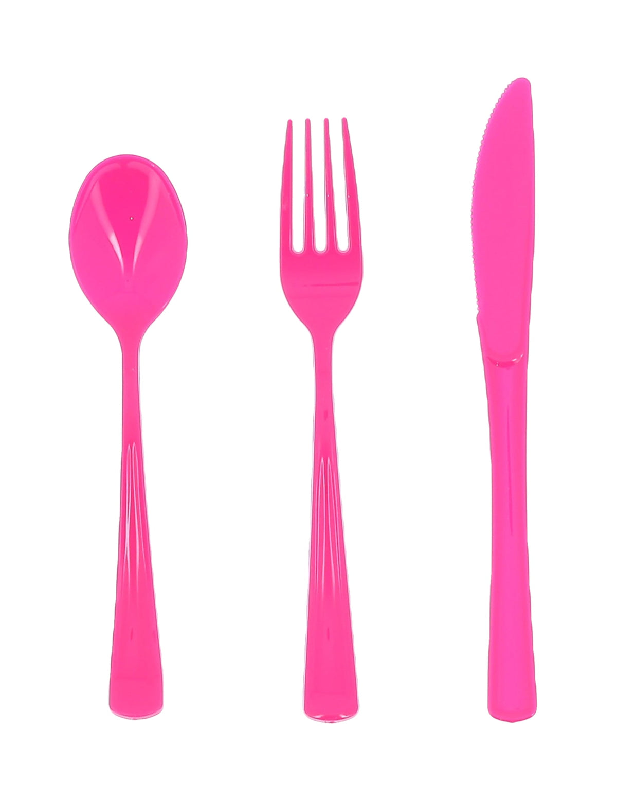 Couverts réutilisables en plastique pour fête rose