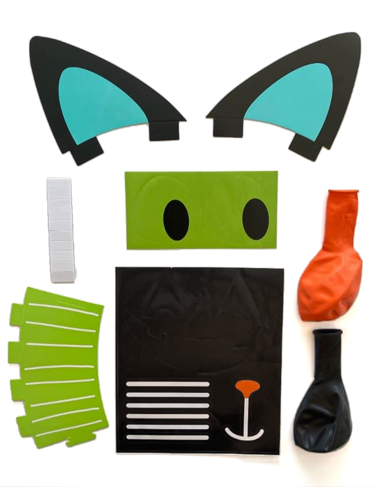 Détail des accessoires et autocollants des Ballons latex DIY Halloween Friends