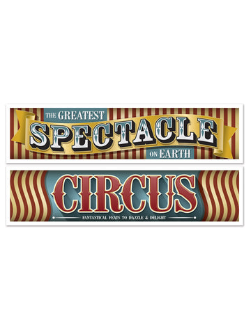2 bannere de circ vintage 38 cm x 1,5 m