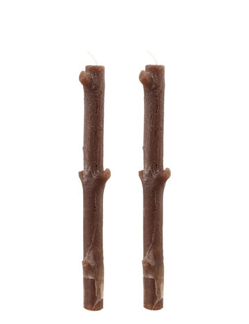 2 lumânări de ramură de copac maro 25 cm