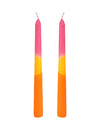 2 Bougies chandelles rose, jaune, orange 25 cm