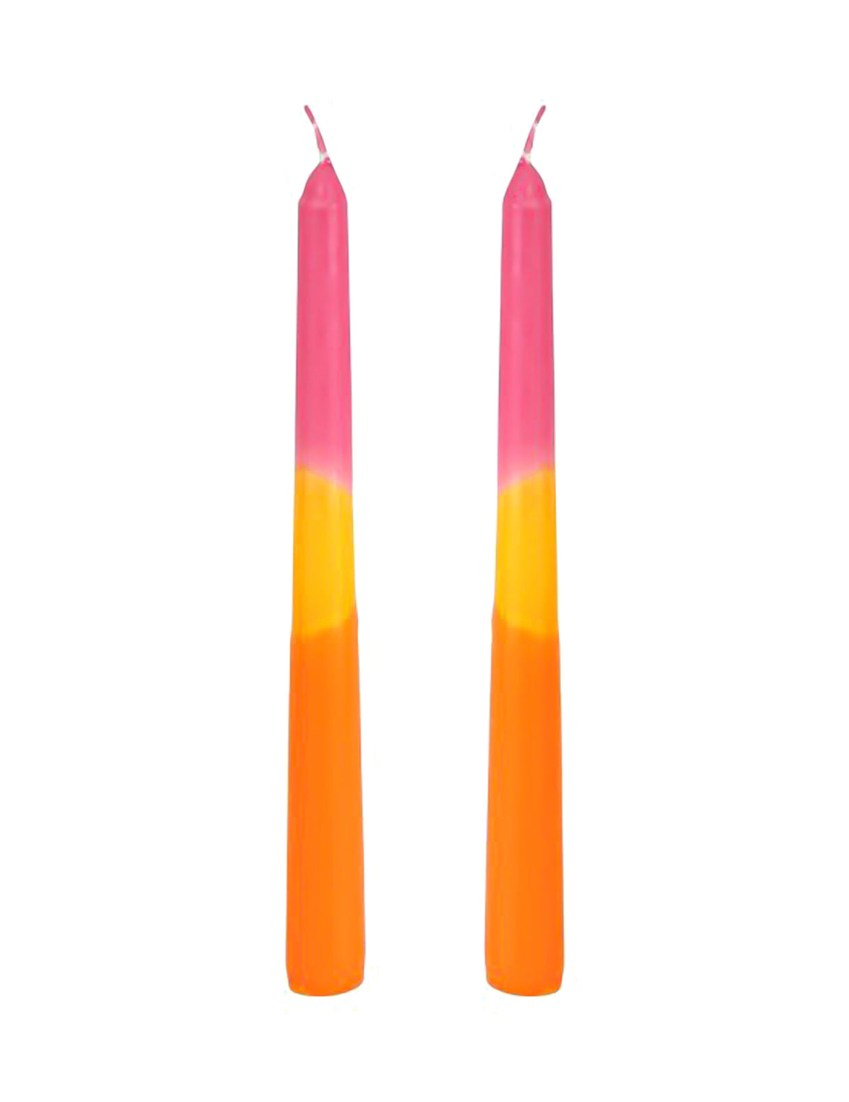 2 Bougies chandelles rose, jaune, orange 25 cm
