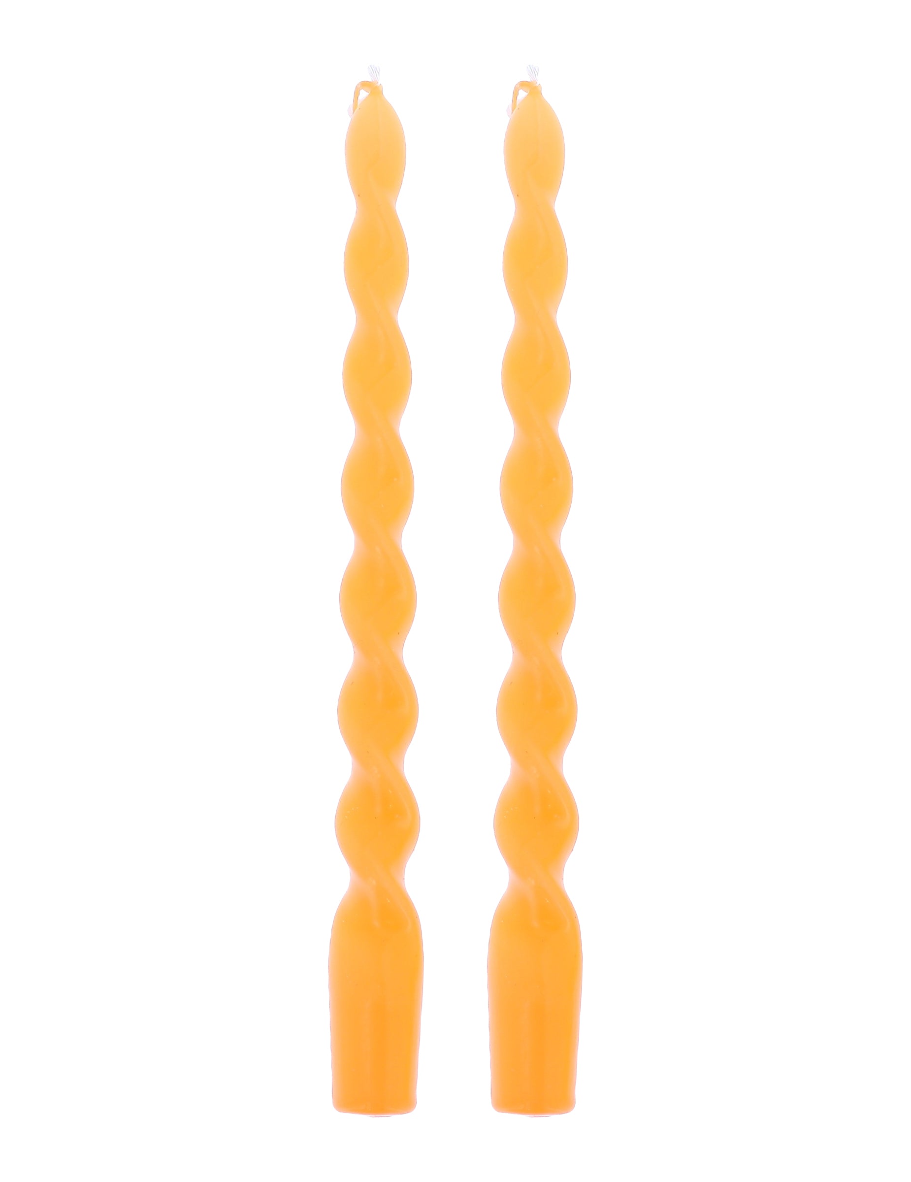 Lot de 2 bougies chandelles torsadées orange