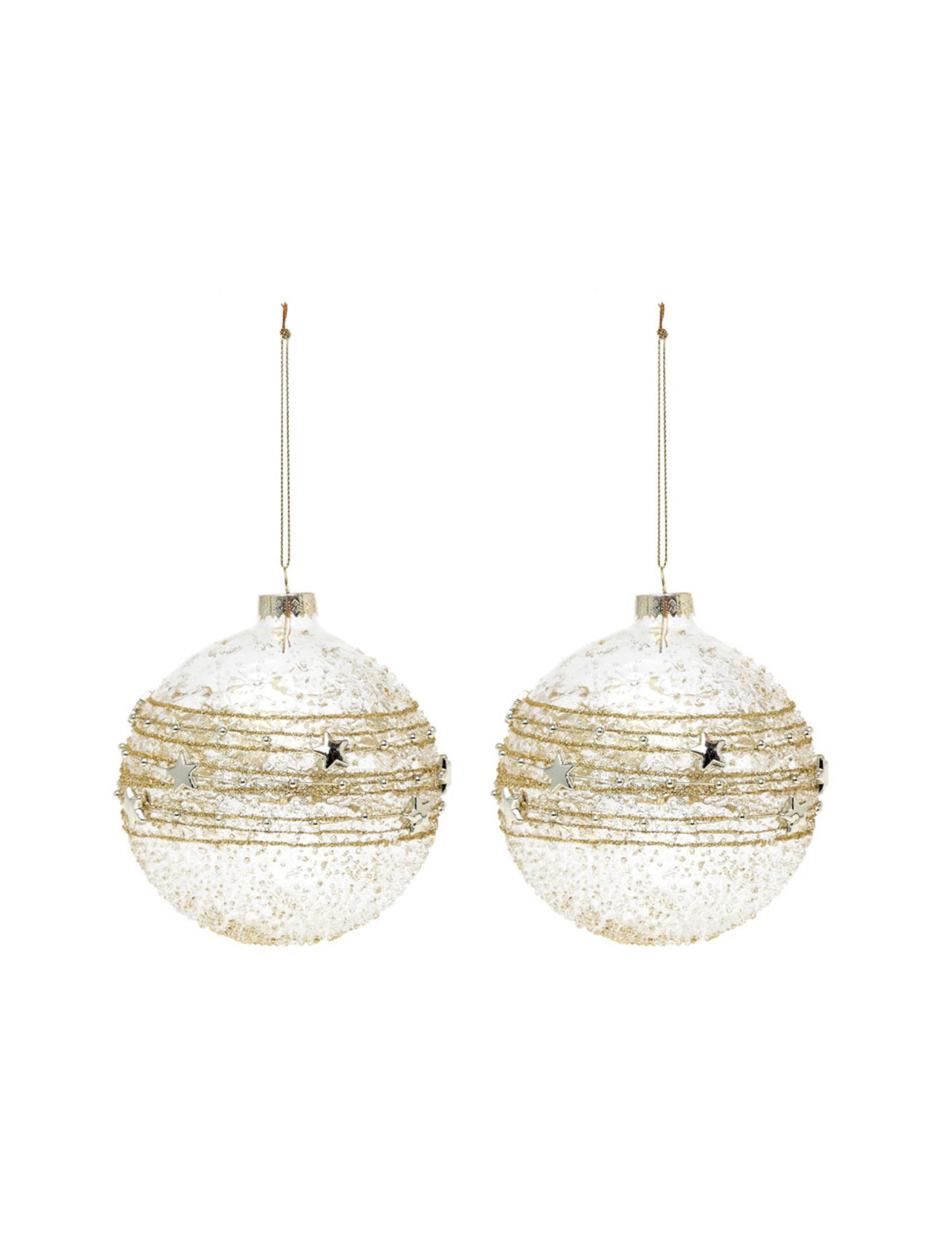 2 Globuri din sticlă aurie 10 cm 