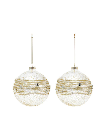 2 Globuri din sticlă aurie 10 cm 