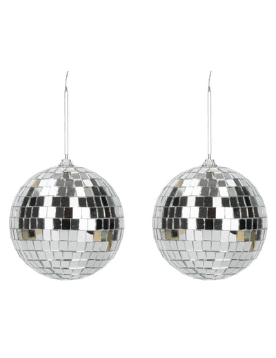 Lot de 2 boules disco pour fête argentées à facettes