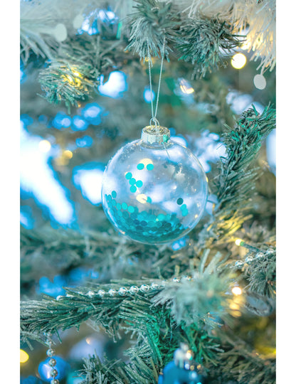 2 globuri de sticlă cu sclipici albastru 8 cm 