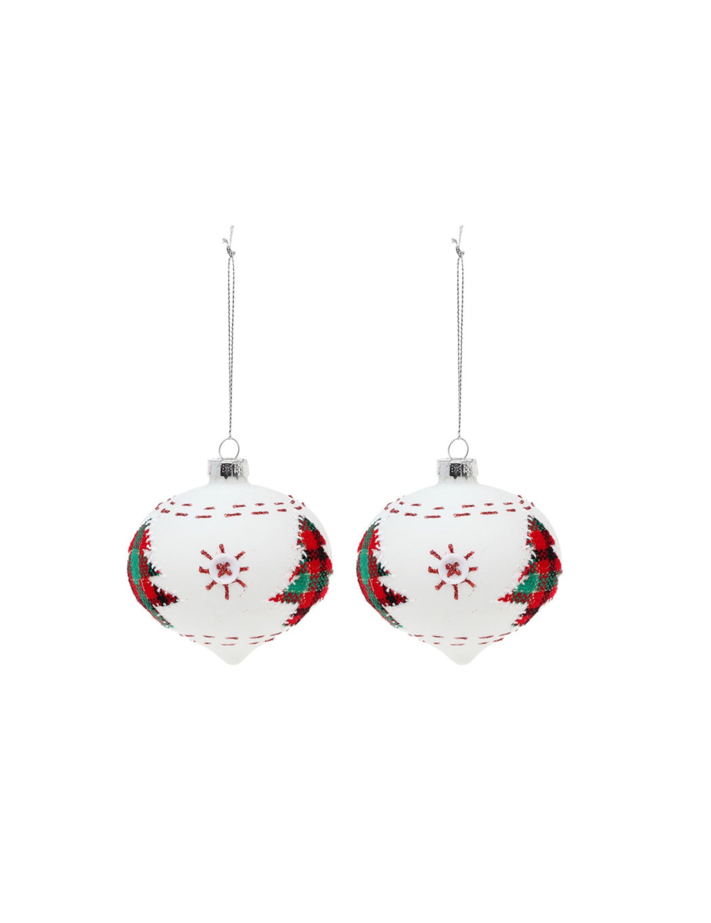 2 globuri albe din sticlă cu brazi 8 cm 