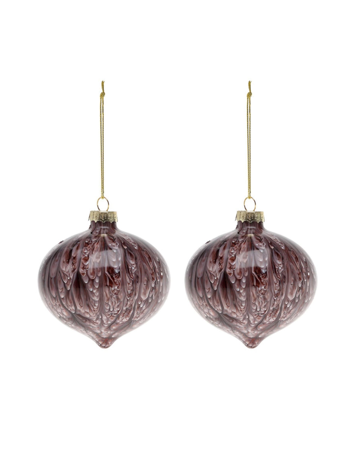 Boules en verre losange marbrées marron effet écorce