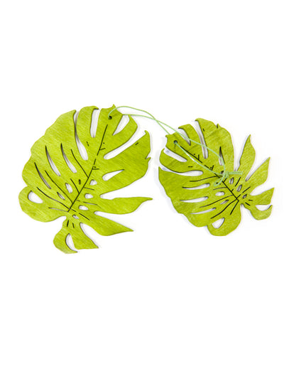 Feuilles tropicales en bois pour fête vertes
