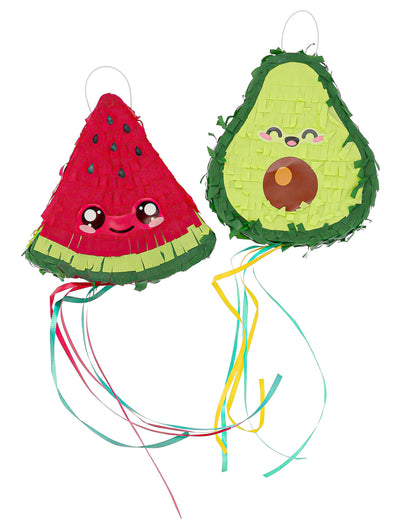 2 mini-piñate Kawaii pentru petrecere cu pepene verde și avocado