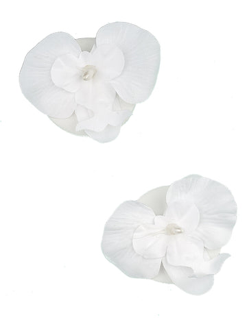 2 orhidee plutitoare albe 6 x 8 cm cu perlă centrală 