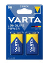Piles LONGLIFE POWER 6LR61/9V lot de 2 bleu et jaune