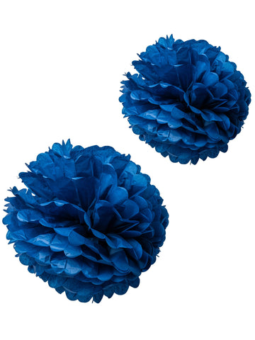 2 pompoane din hârtie de mătase bleumarin 40 și 50 cm decorațiune de agățat 