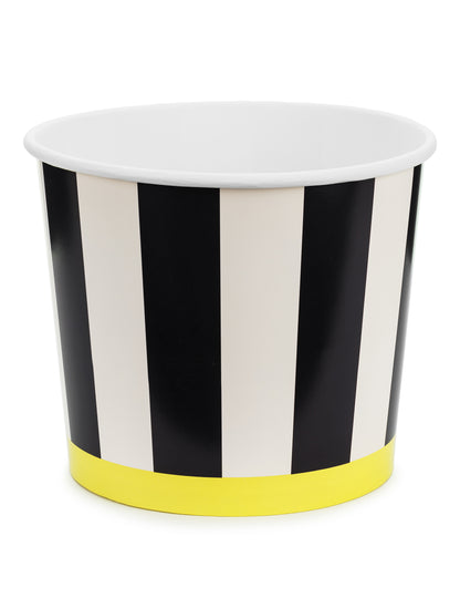 2 recipiente din carton cu dungi albe și negre pentru gustări 14 cm