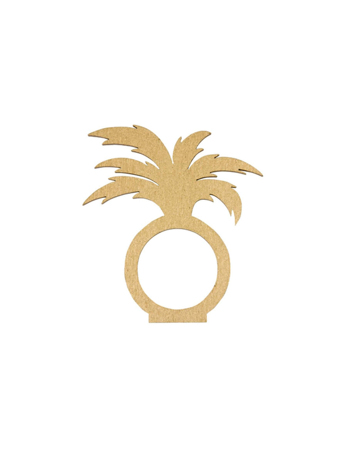 Montarea inelului pentru șervețel cu palmier, temă tropical chic, auriu, din lemn