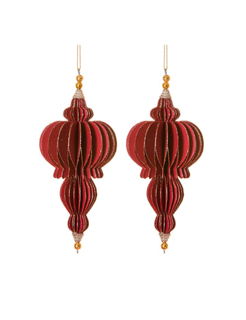 2 Suspensii de origami roșii 13 cm