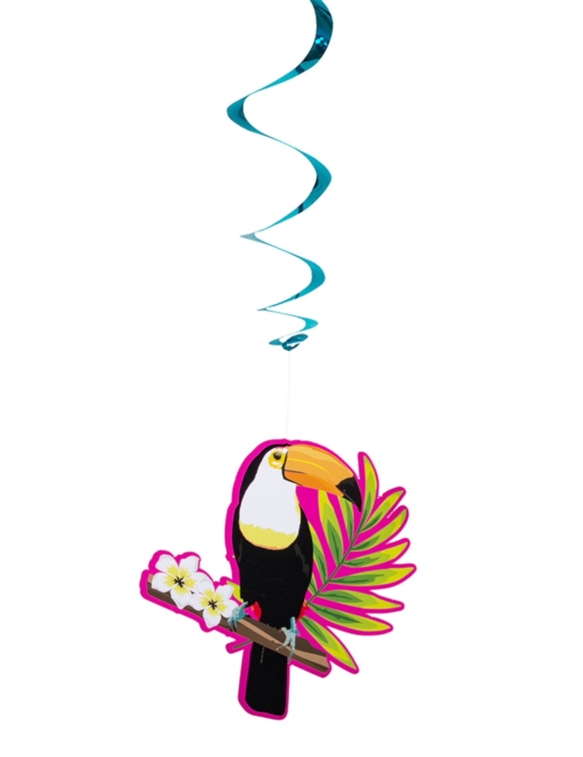 Détail de la spirale bleue et du motif des suspensions spirales toucan