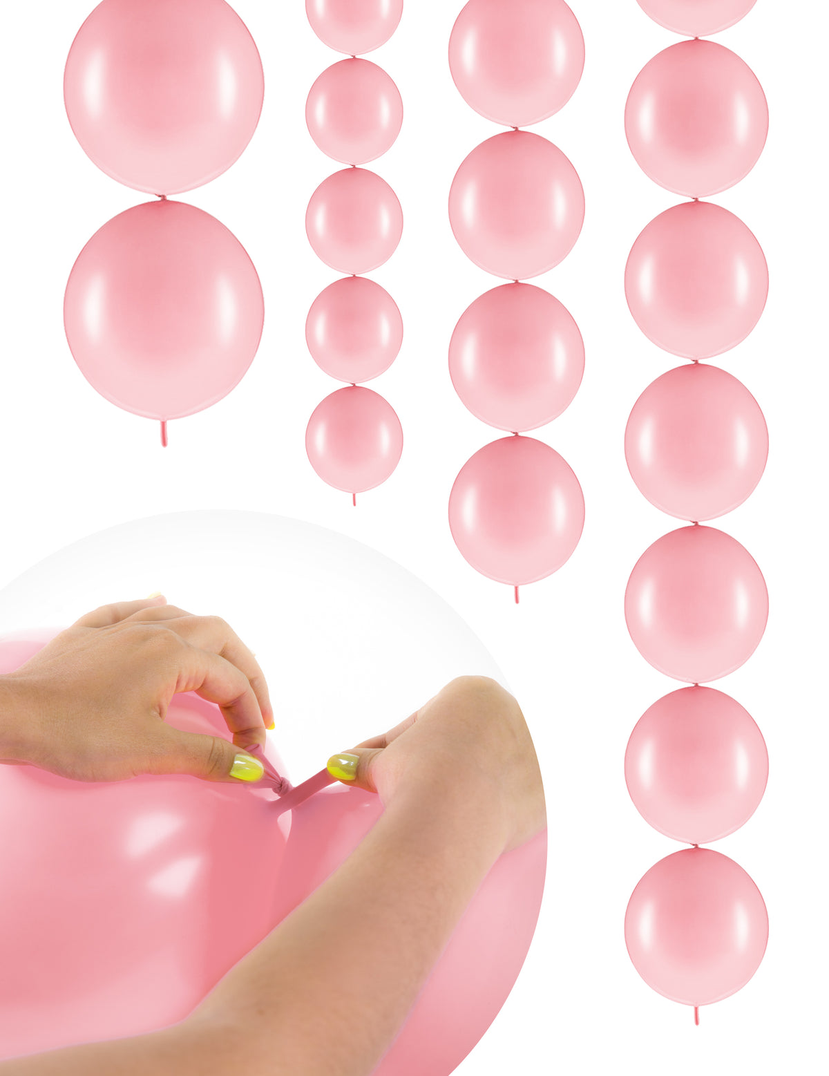 Ballons à relier rose pastel pour fête rose pastel