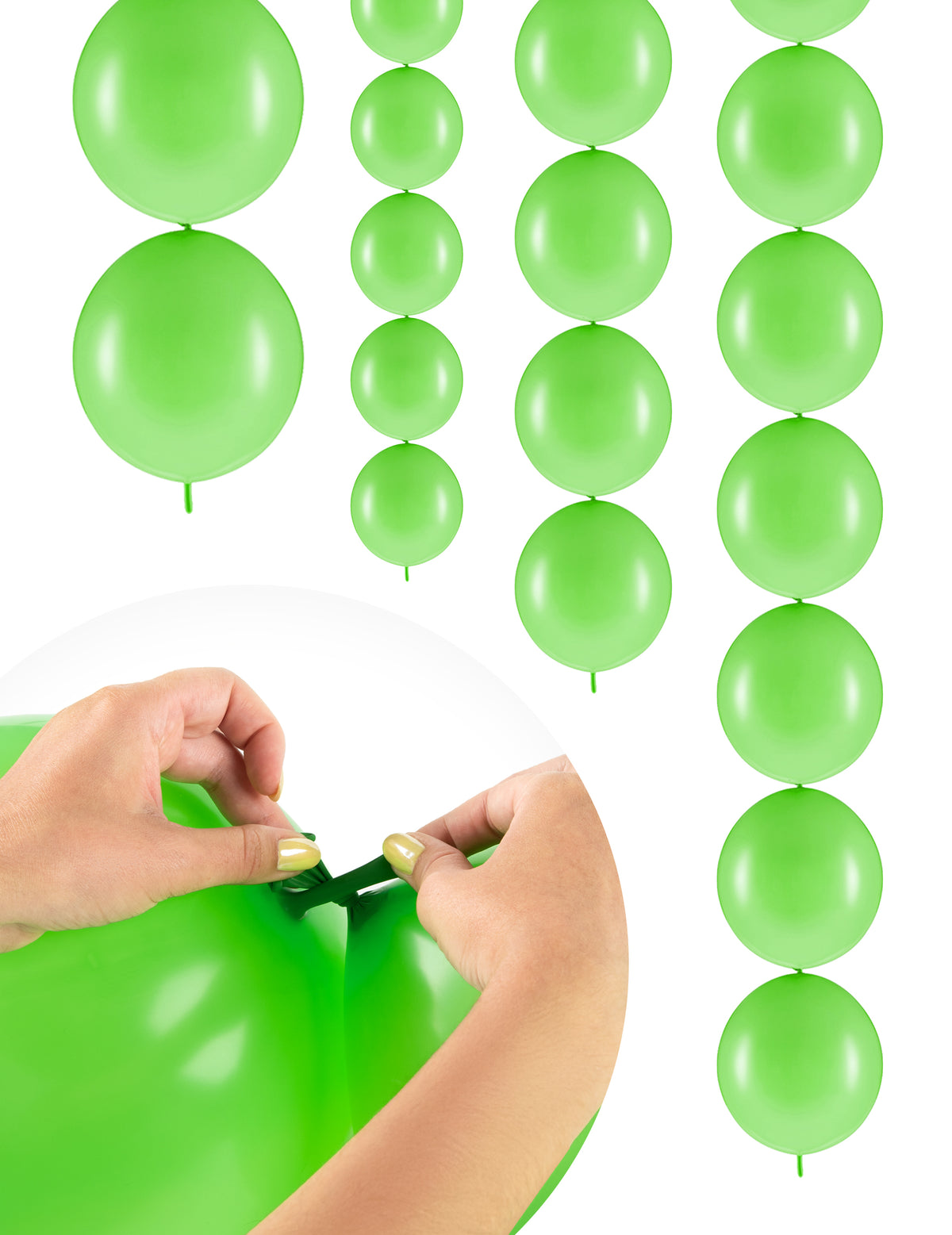 Ballons à relier pour décoration de fête vert clair