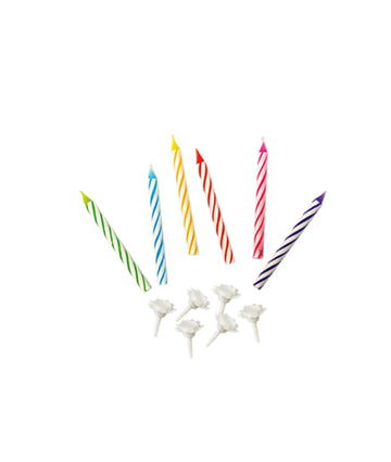 20 bougies pour gâteau d'anniversaire multicolores à spirales avec supports blancs