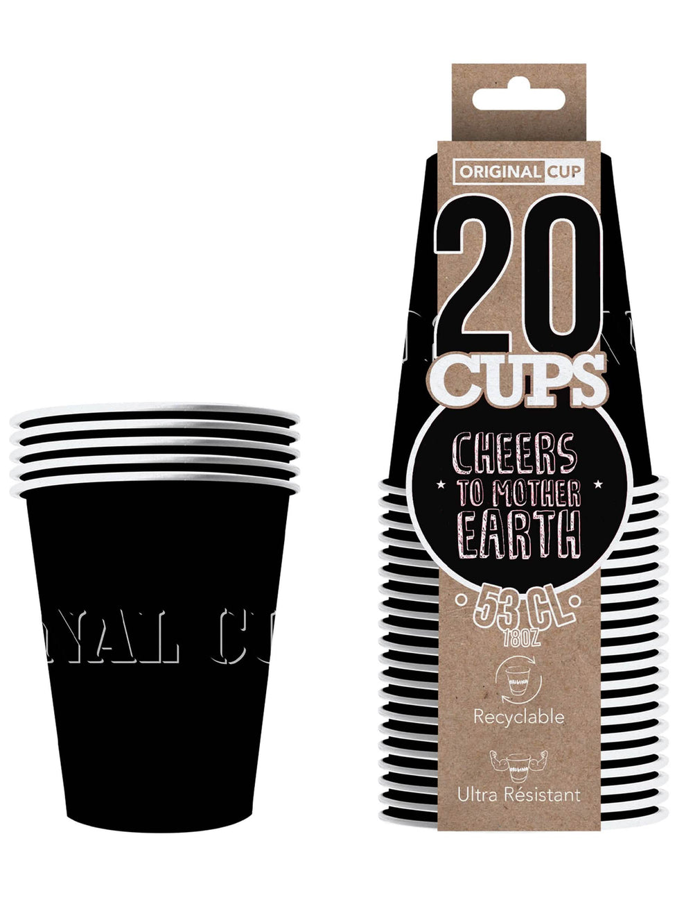 Set de 20 pahare americane din carton reciclabile negre