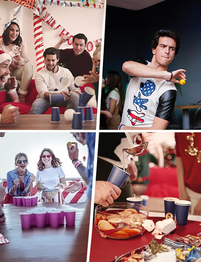 Mise en situation des gobelets américains rose pastel en carton recyclable