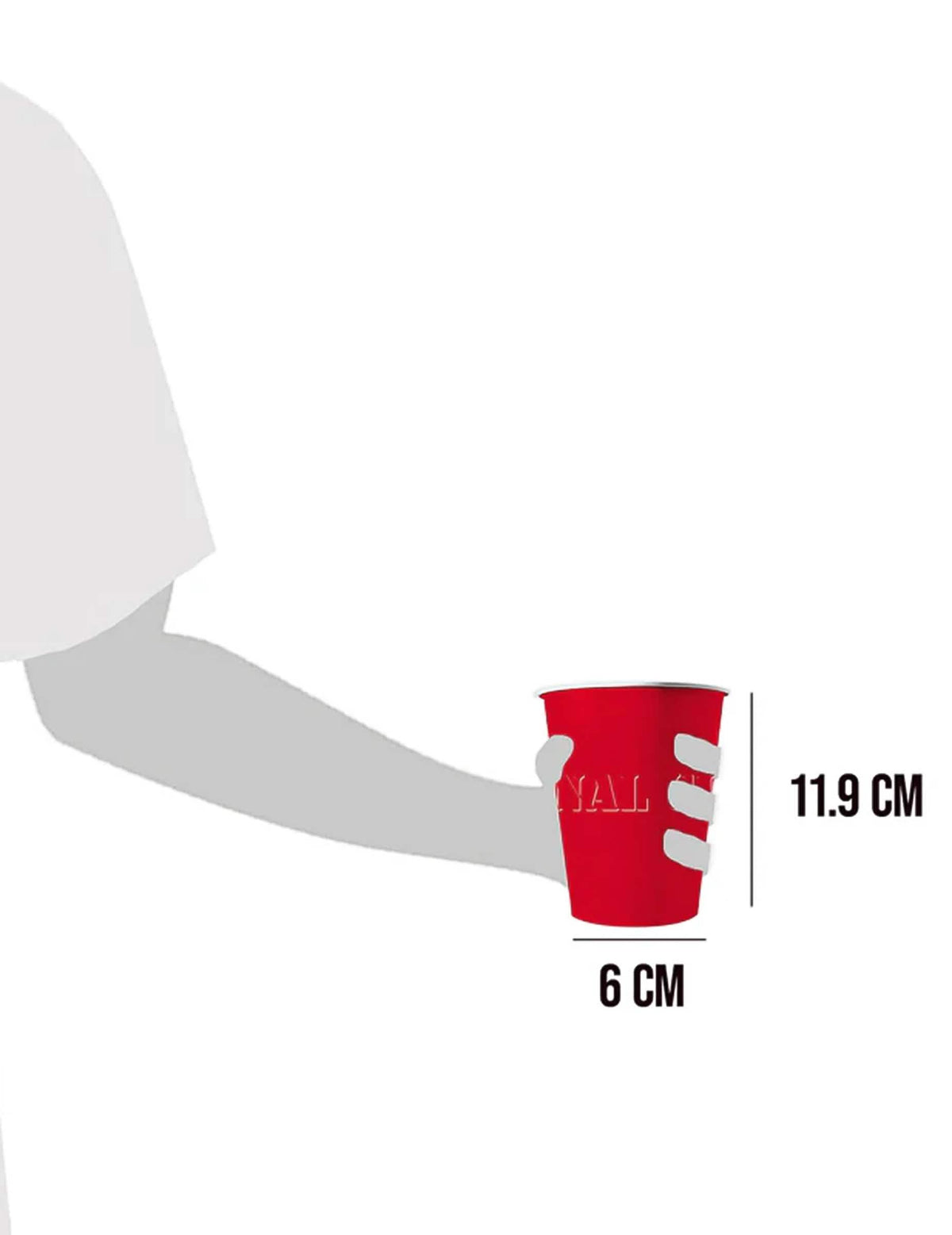 Dimensiunile înălțimii și ale bazei paharului american din carton reciclabil pentru petrecere, roșu