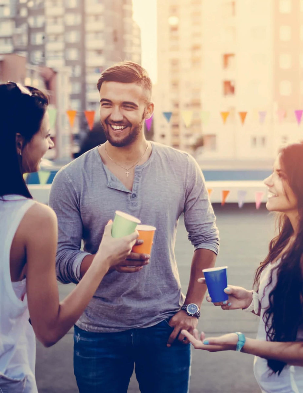 Atmosferă festivă a paharelor americane din carton reciclabil pentru petrecere turcoaz