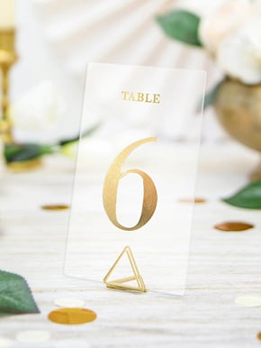 Marque table transparent chiffres dorés pour mariage doré