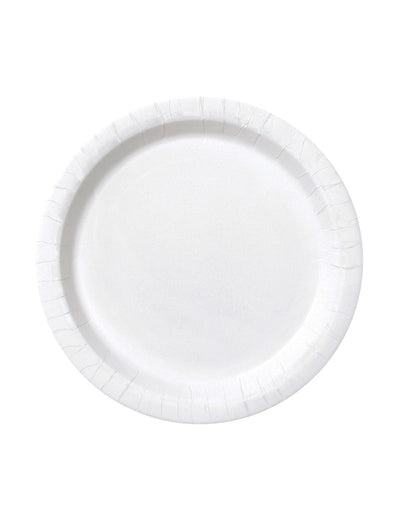 Assiettes rondes en carton pour dessert blanches