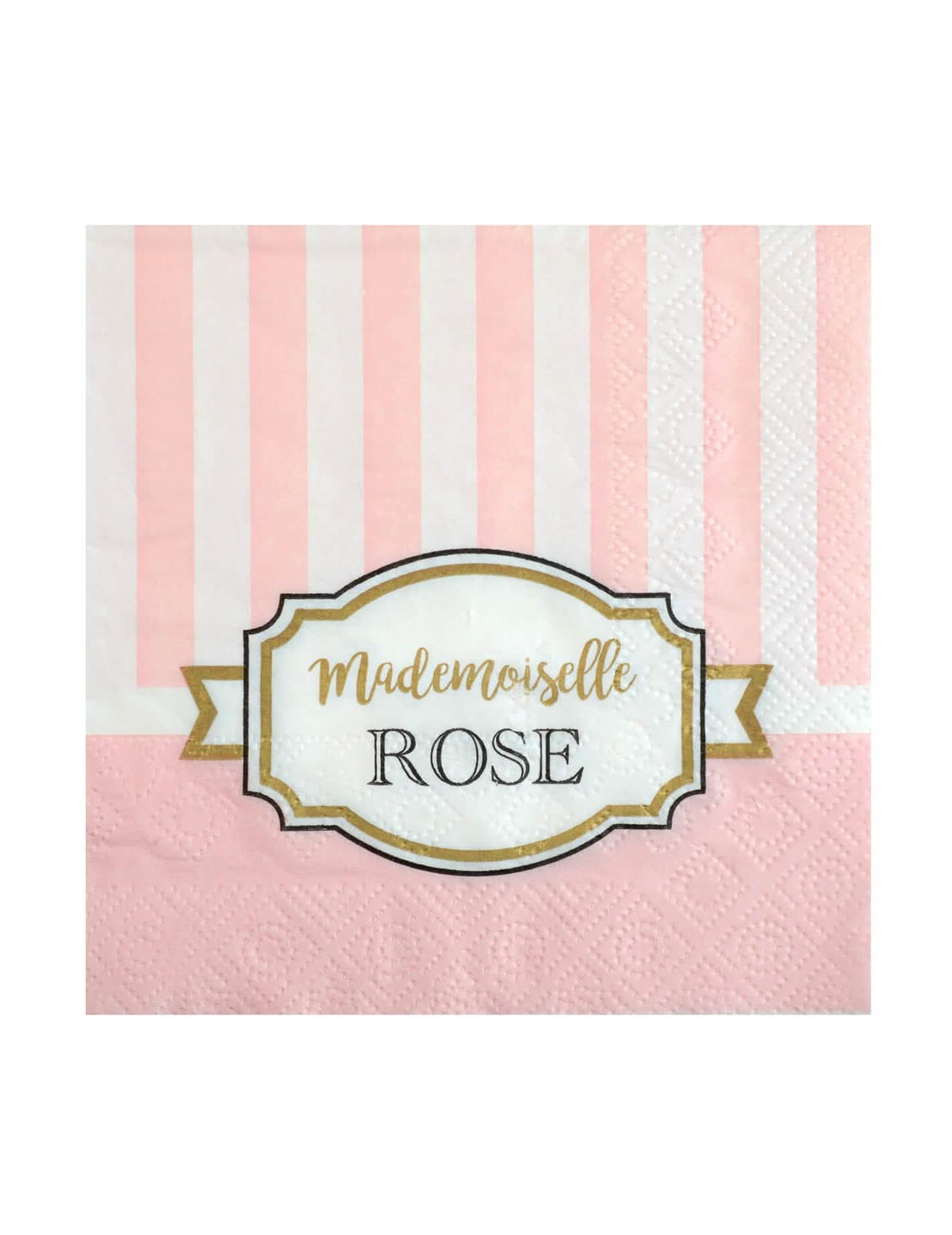 șervețele de hârtie Mademoiselle roz pentru baby shower roz cu dungi albe