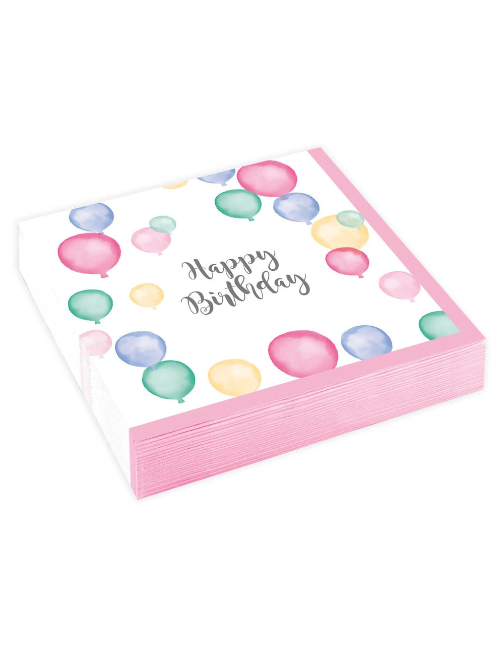 șervețele de hârtie Happy Birthday baloane pastel pentru petrecere albe și roz cu motive acuarelă